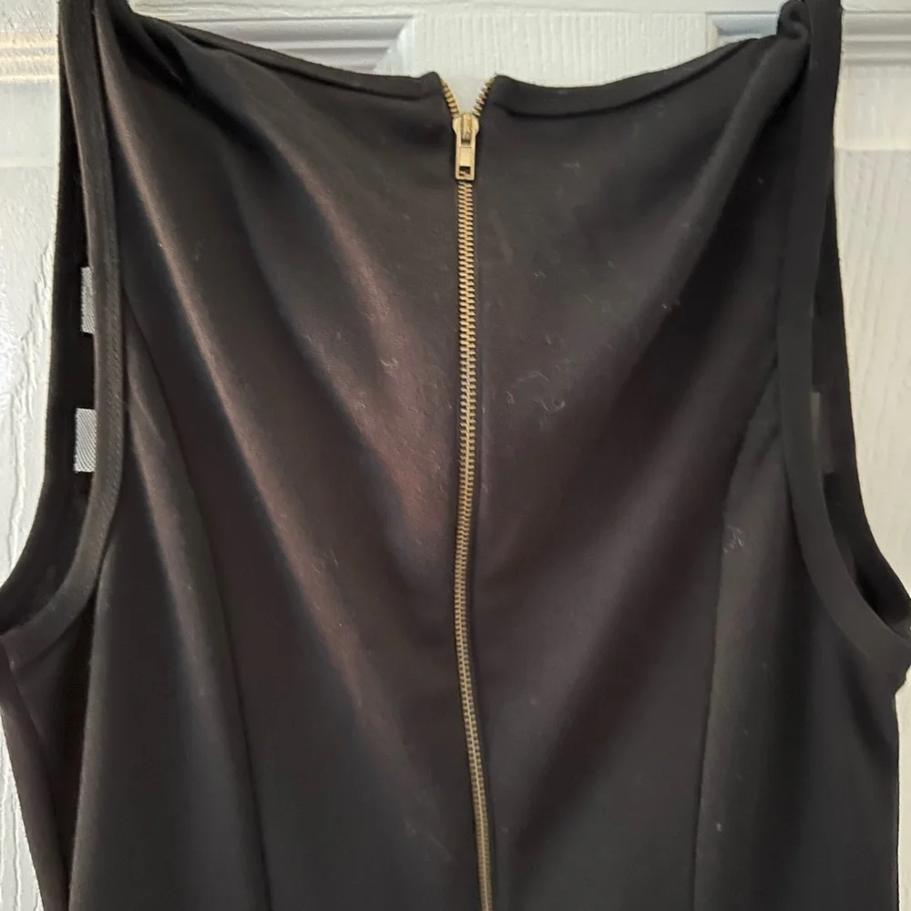 Black mini dress with mesh sheer striping junior sizing - Picture 8 of 8